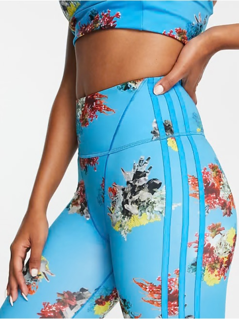 adidas x IVY PARK Blue Floral Print Leggings NWOT Size XS